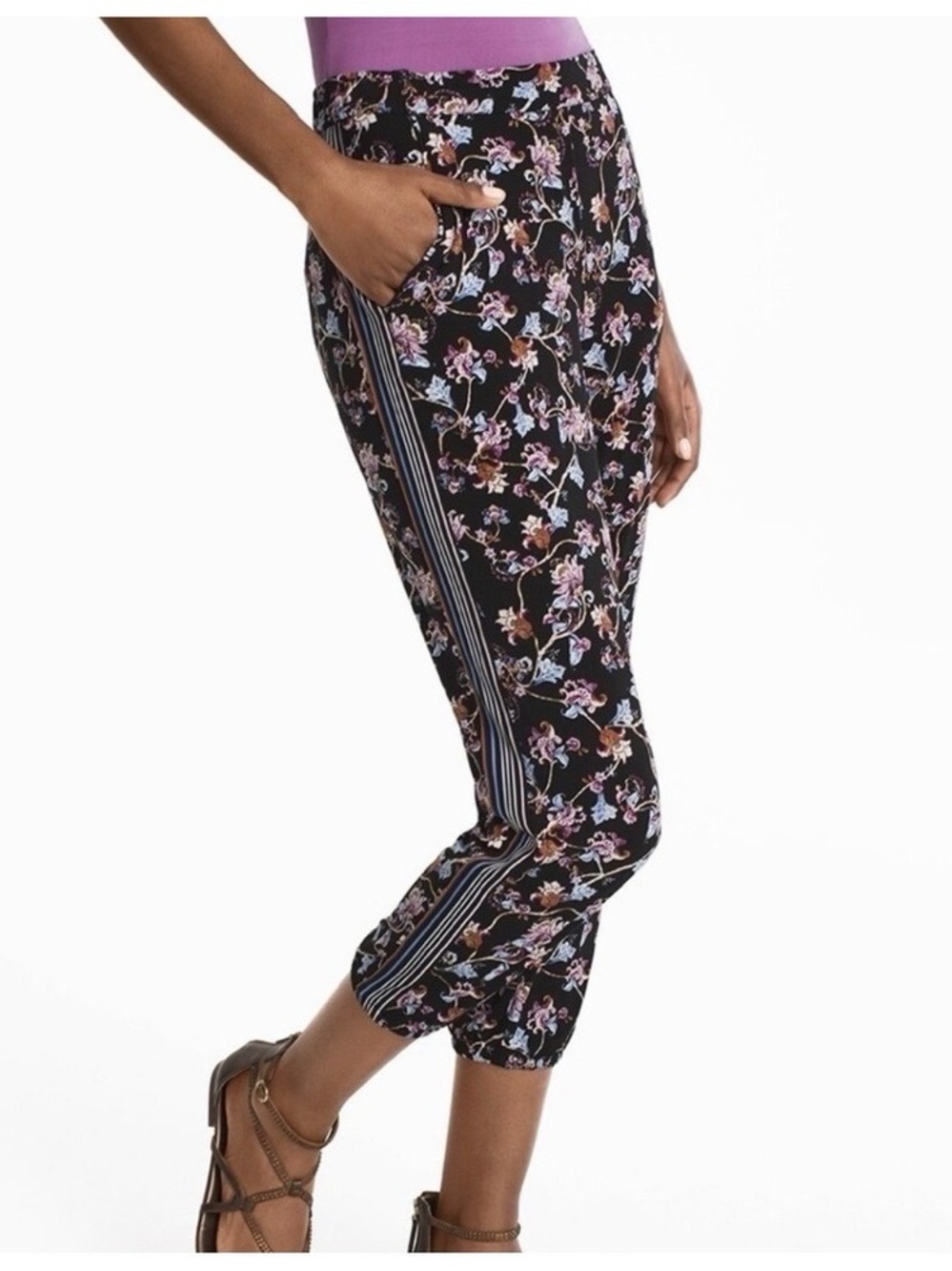 White House Black Market Womens Pants The Jogger Floral Stretchy‎ Knit Small